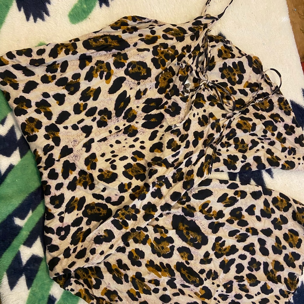 Tie front cheetah print jumper